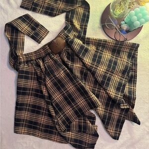 Lucky Brand Black and Tan Plaid Skirt